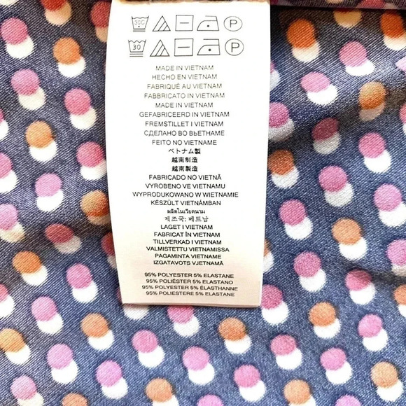 Michael Kors Medium Navy Blue Pink Circle Print Skater Dress - Picture 10 of 12